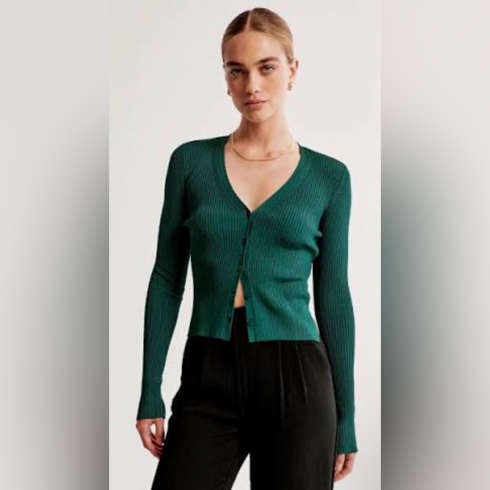 Abercrombie & Fitch Teal Ribbed Women's Cardigan